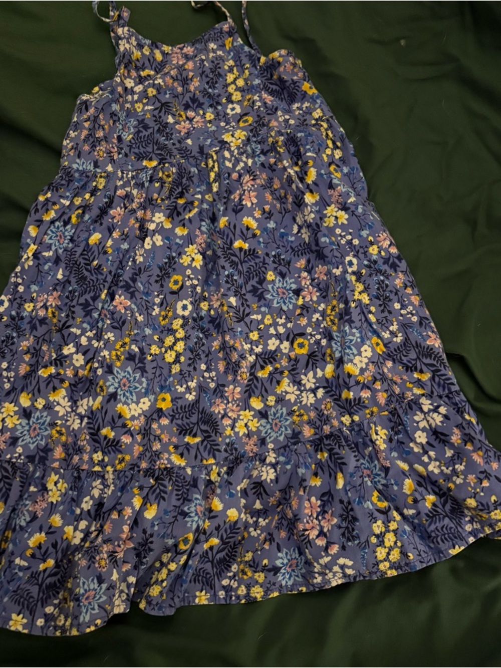 Old Navy Blue Floral Tiered Maxi Skirt with Yellow Accents